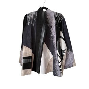 Lemon grass hand printed open jacket NEW‎ XXL